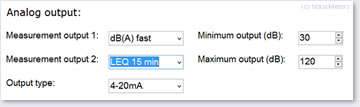 current loop and DC output settings